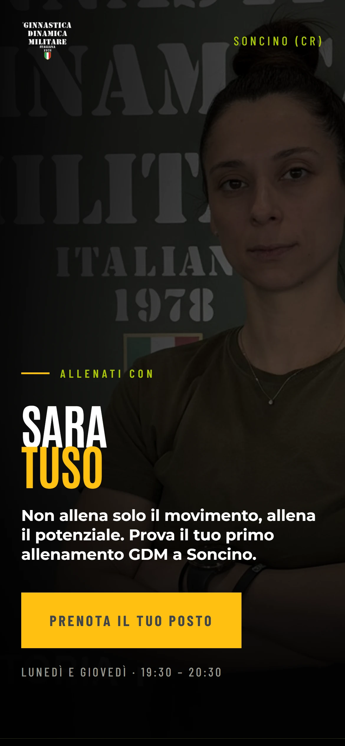 La landing di Sara Tuso sul telefono